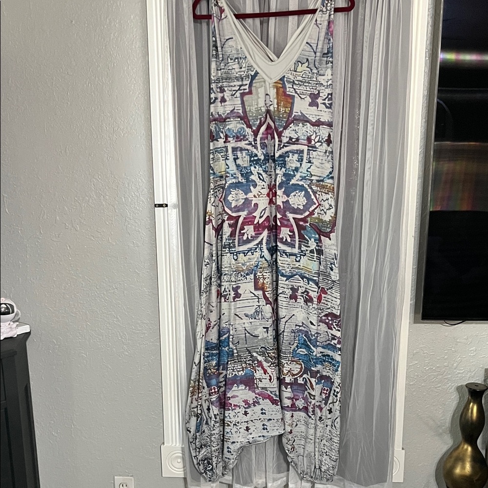 Source Unknown Cream Jumpsuit with Multicolor Geometric Print